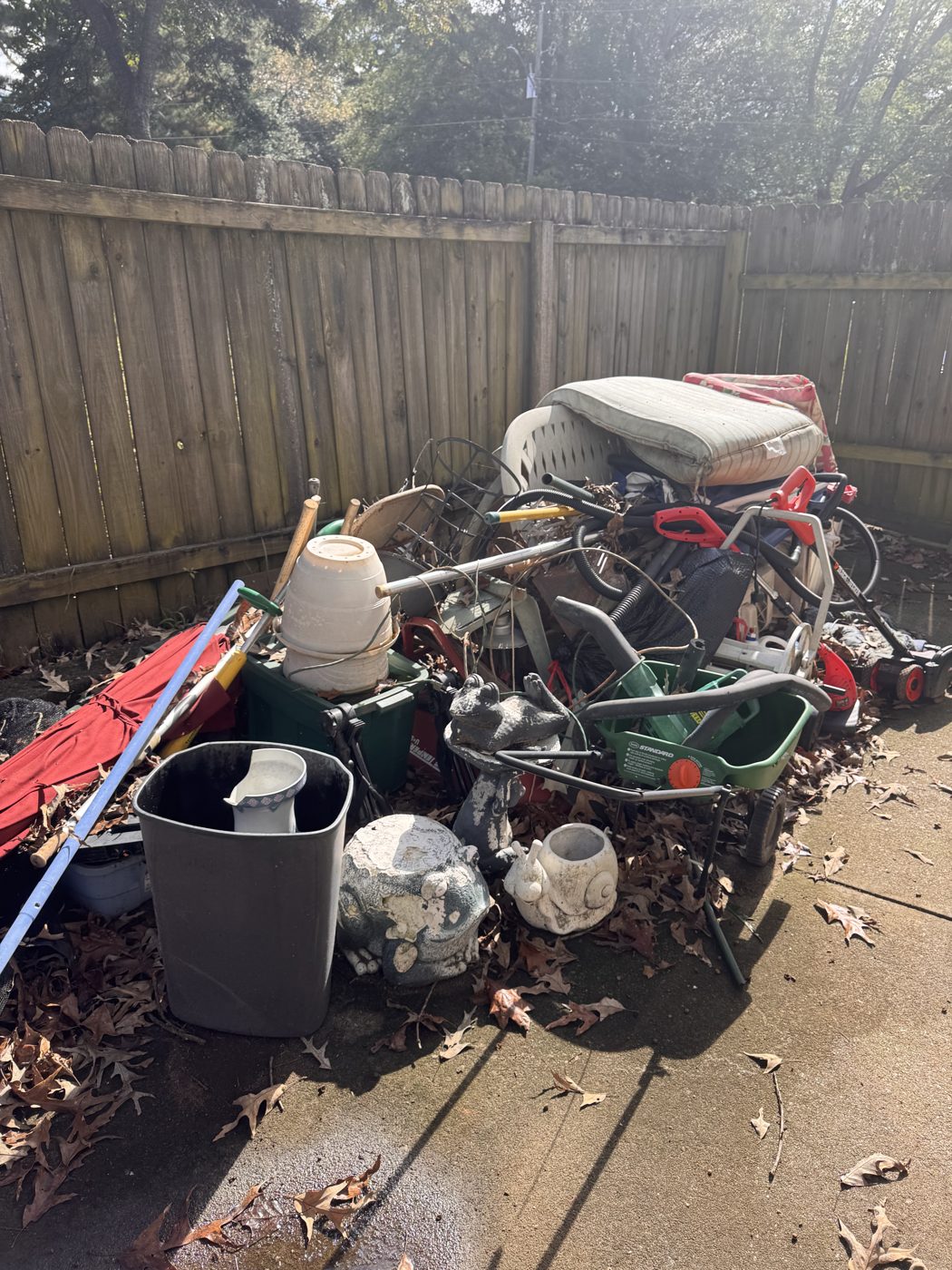 Before junk removal in Sugar Hill, GA: yard cleanout